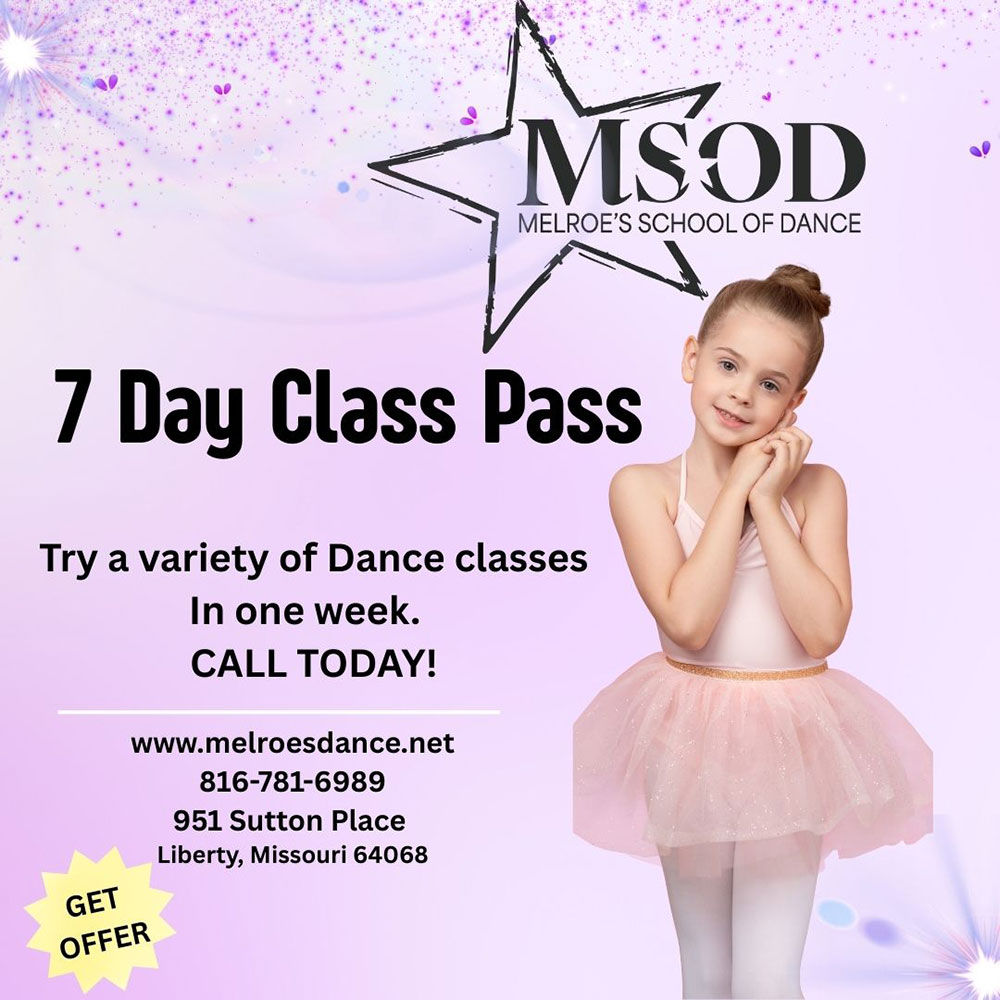 7 Day Class Pass for MelRoe's School of Dance in Liberty Missouri